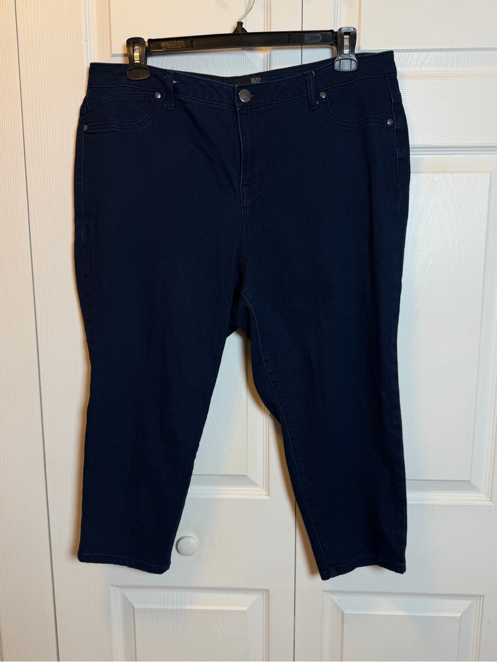 1822 Denim Cropped Pull-On Skinny Jeans 20W Dark Wash Stretch Plus Size